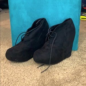 Black Wedge Booties
